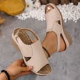 thumbnail image 6 of Viluyesy Wedge Sandals for Womens, Wide Width Peep Toe Adjustable Buckle 2026 Fashion Comfortable Shoes Khaki US9, 6 of 6