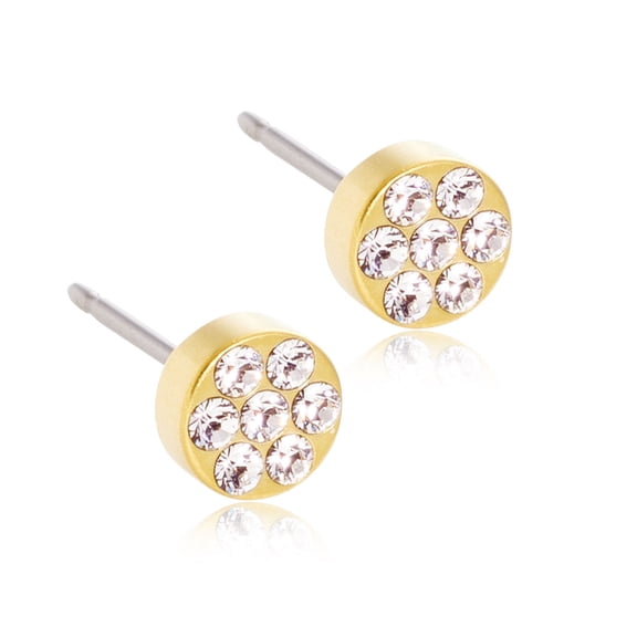 Blomdahl | Hypoallergenic | Golden Titanium 5mm Brilliance Plenary Crystal Stud Earrings | Best Choice For Sensitive Ears