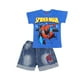 thumbnail image 1 of Trajes de niños Dibujos animados Verano Algodón Niños Camiseta Pantalones cortos de mezclilla Conjunto de ropa Traje de niños Ropa Vengadores Spiderman8T Gao Jinjia LED, 1 of 2