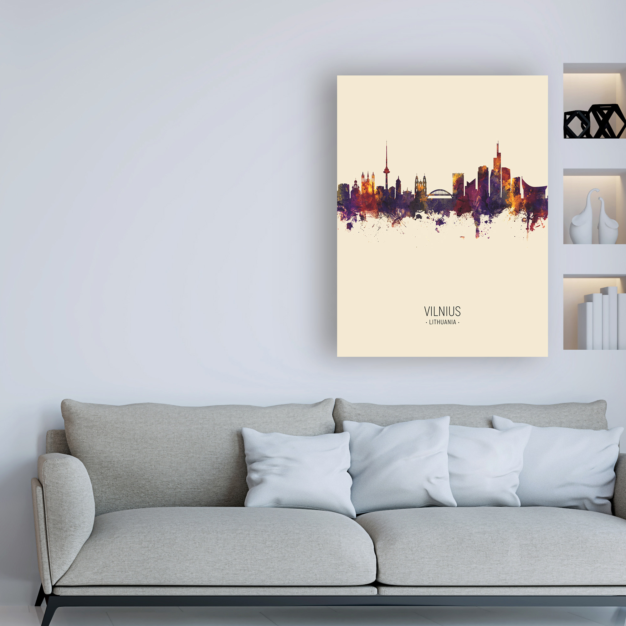 Trademark Fine Art 'Vilnius Lithuania Skyline Portrait III' Canvas Art by Michael Tompsett