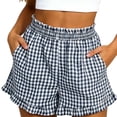 thumbnail image 2 of Yievot Womens Plaid Shorts Gingham Elastic Waist Ruffle Hem Summer Casual Vacation Lounge Shorts with Pockets, 2 of 6
