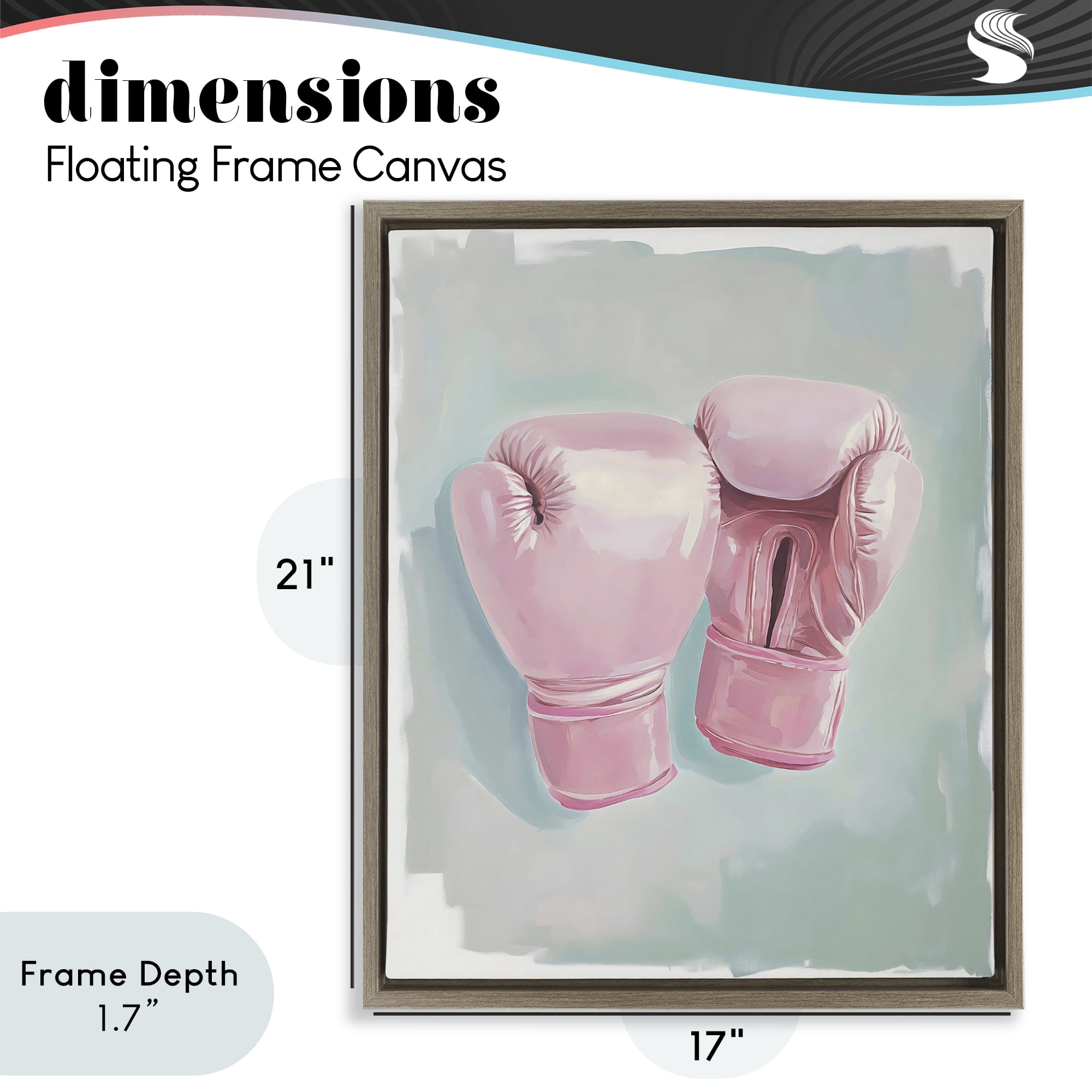 Stupell Industries Feminine Pink Boxing Gloves Brown Framed Floater Canvas Wall Art, design by The Prints Vibe