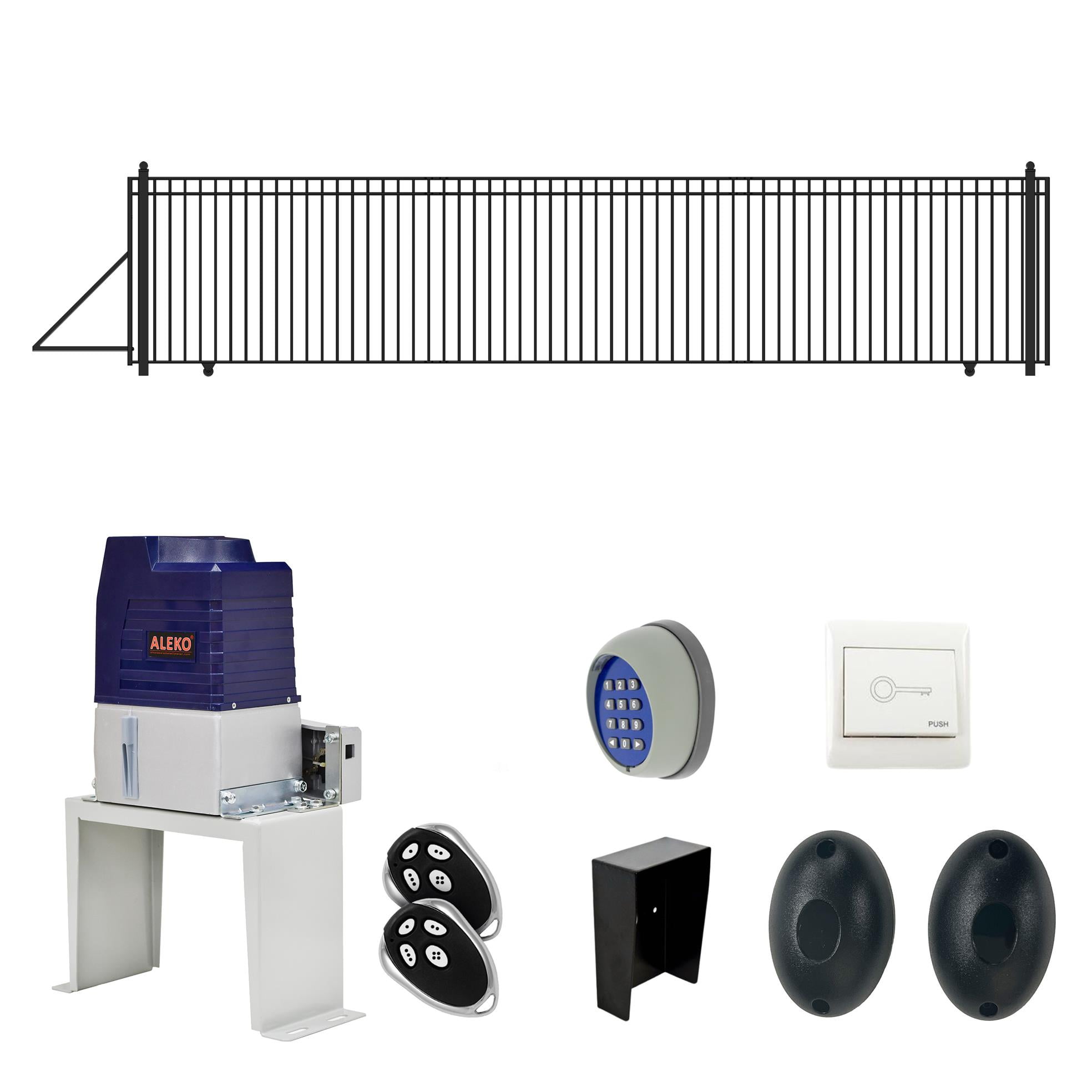 ALEKO Madrid Style Single Sliding Steel 30 x 6 ft Driveway Gate with Opener