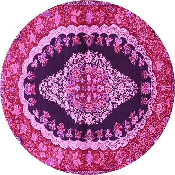 Ahgly Company Indoor Round Medallion Pink Traditional Area Rugs, 3' Round