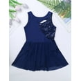 thumbnail image 4 of inhzoy Kids Big Girls Figure Ice Skating Tutu Costumes Sequins Tulle Dress Navy_Blue 8, 4 of 8