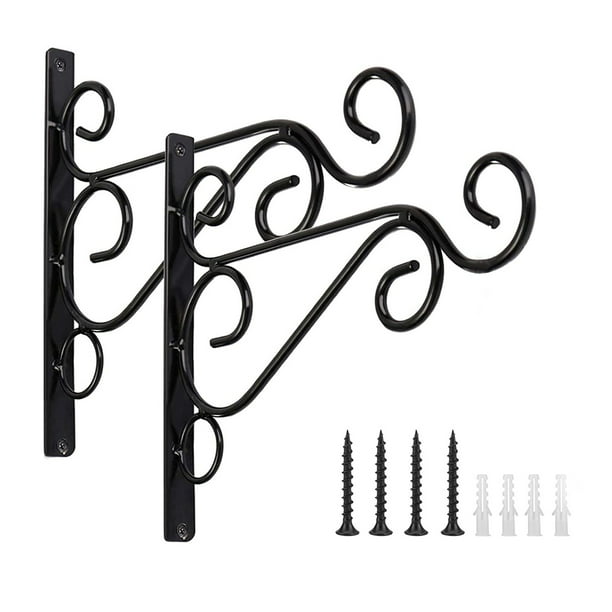 Suzicca 2Pcs Black Outdoor Hanging Hook Bracket for Plants Bird Feeder