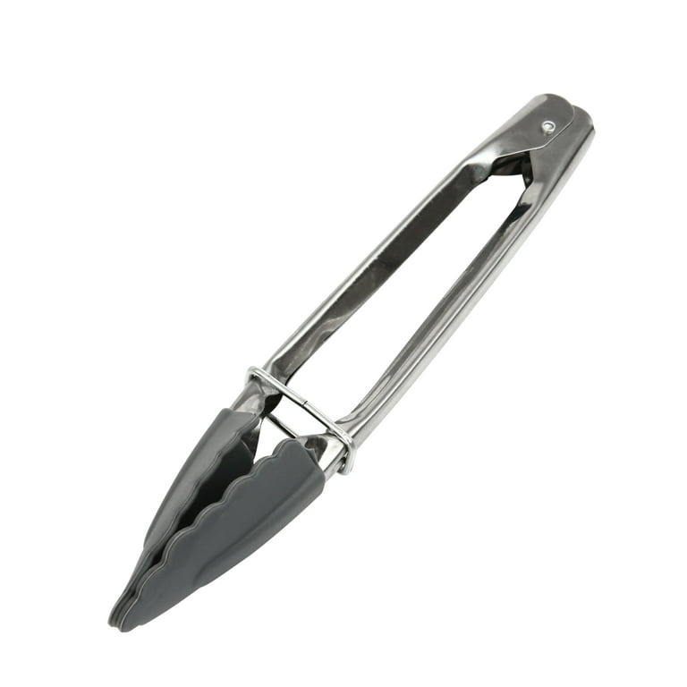 Mainstays Stainless Steel and Silicone Mini Tongs Grey 