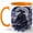 Orange, variant on Fantasy Samurai Coffee Mug, Moonlight Warrior Mug, Japanese Style Birthday Christmas Gift for Men, Purple Night Katana Character Art, 11 oz White Ceramic Coffee Cup