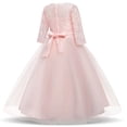 thumbnail image 4 of Flower Girl Dress Long Sleeves Lace Top Tulle Skirt Girls Lace Party Dresses Winter Fall Wedding Bridesmaid Gown 3/4 Sleeve Princess Dresses, 4 of 7