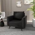 thumbnail image 2 of LeisureMod Single-Seater Sofa Upholstered Leather Lounge Armchair with Steel Legs Removable Cushions and Foam Filled Seat for Living Room and Bedroom Rusk Series in Black, 2 of 11