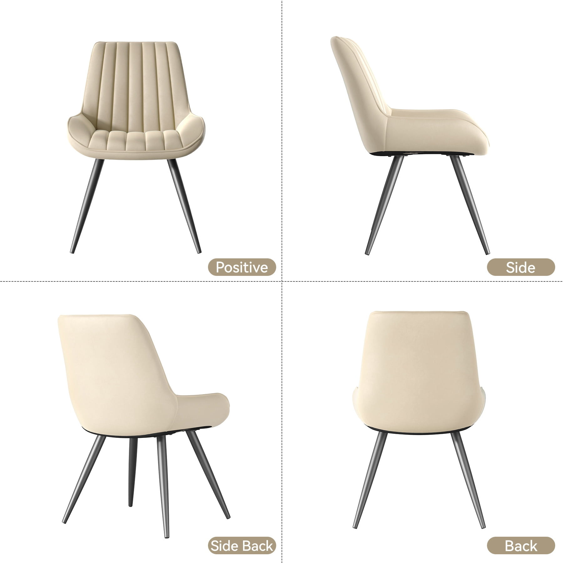 MOONMISS Modern Upholstered Dining Chairs Set of 6 with Thick Cushion,Sturdy Metal Legs,Side Chair for Kitchen,Living Room,Beige