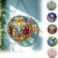 thumbnail image 5 of erdimoy Stained Glass Religious Christian Acrylic Sun Catcher Jigsaw Puzzle, 7.4 Inch Window Hanging Rainbow Light Ornament Mother's Day Gift Home Garden Church Decor, 5 of 5
