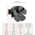 thumbnail image 4 of Heat Powered Stove Fan Auto-sensing Wood Log Burning Stove with Thermometer Efficient Fireplace Fan for Gas Pellet Wood, 4 of 10