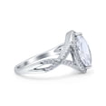 thumbnail image 2 of Art Deco Bridal Wedding Engagement Ring Marquise Simulated CZ 925 Sterling Silver Size 10, 2 of 5