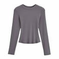 thumbnail image 4 of Abomasnow Women's Soft Long Sleeve Shirts Crew Neck Tops Basic Tees Stretchy Going Out Crop Tops Y2K Slim Fit T-Shirts, 4 of 4