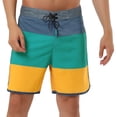 thumbnail image 1 of INSPIRE CHIC Men's Striped Beach Shorts Color Block Swimming Drawstring Board Surfing Shorts Yellow 34, 1 of 6