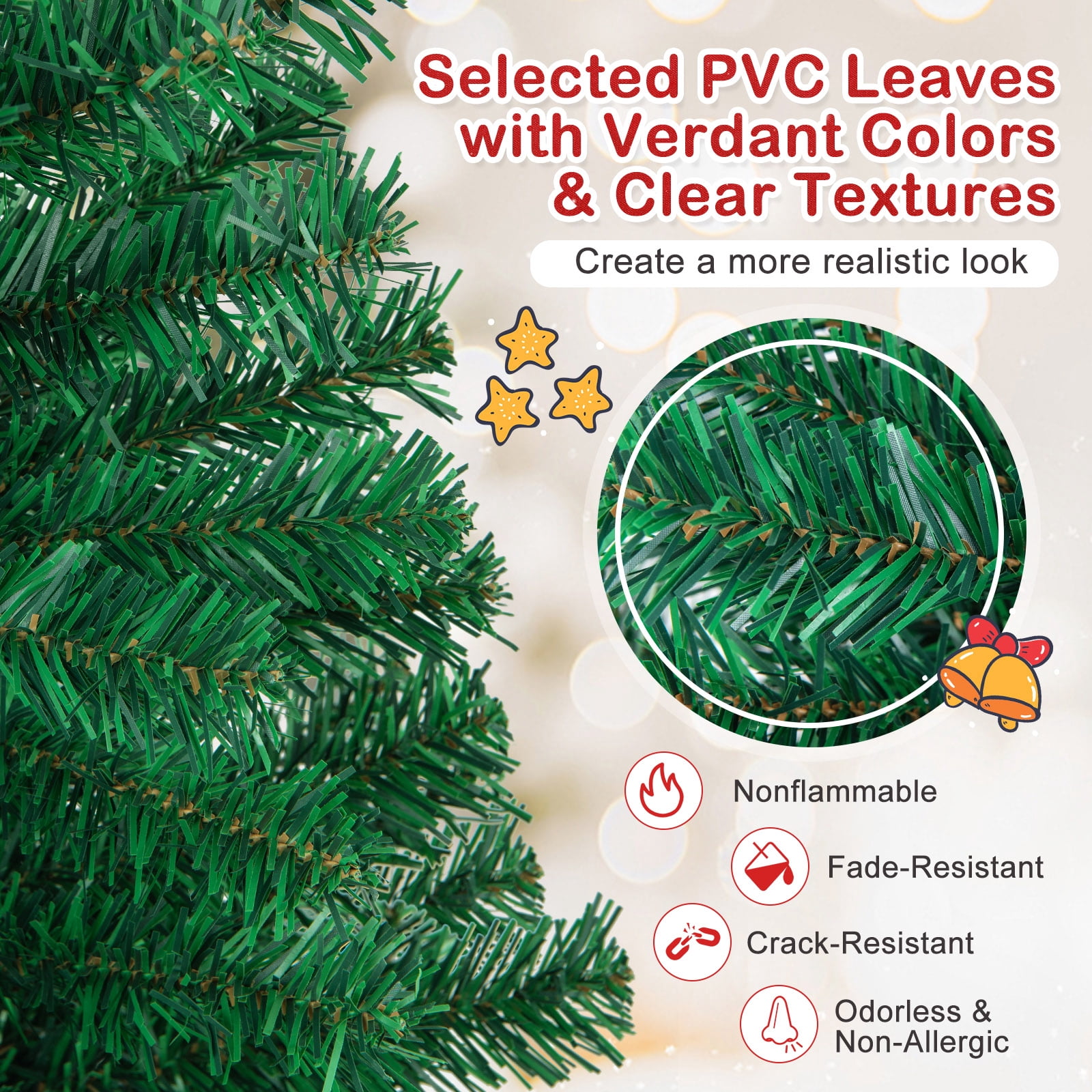 Costway 6Ft Artificial PVC Christmas Tree Stand Indoor Outdoor Green