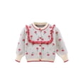 thumbnail image 1 of Wangsaura Baby Girls Ruffle Cardigan Long Sleeve Round Neck Floral Print Button Down Sweater Fall Tops, 1 of 7