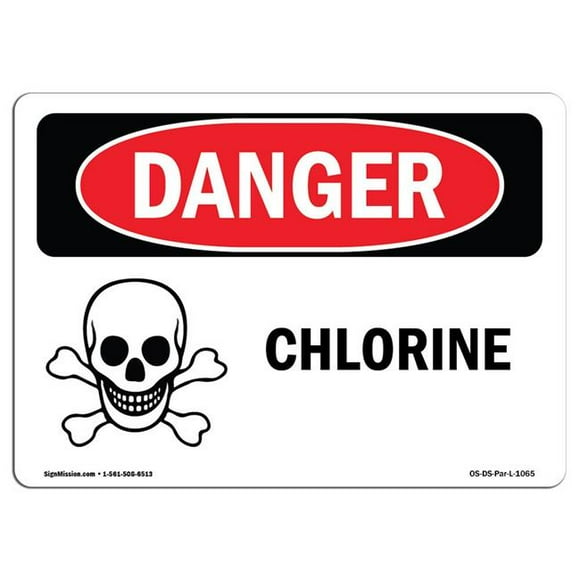 SignMission OS-DS-D-35-L-1065 OSHA Danger Sign - Chlorine