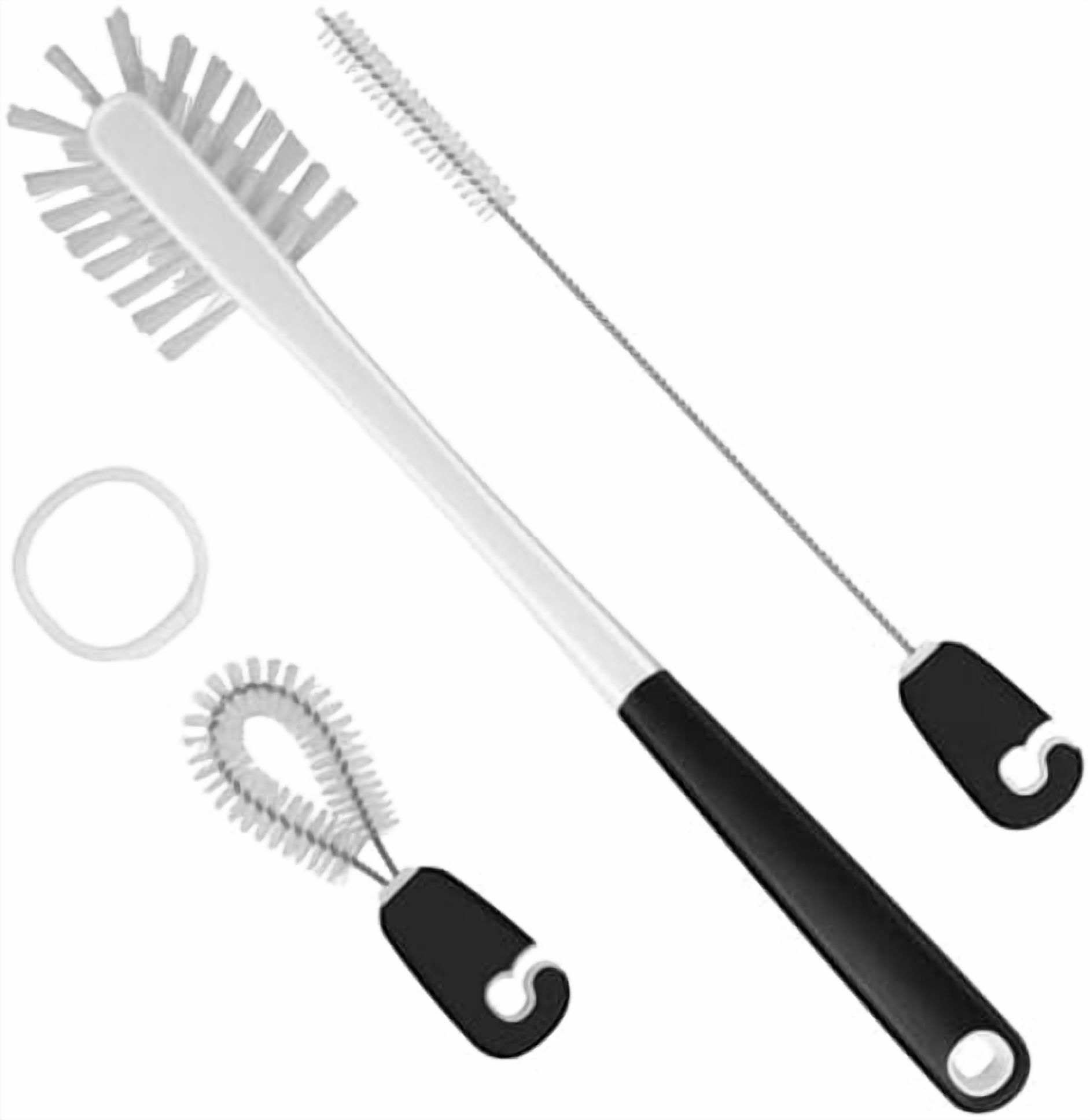 WLIKKS 3-in-1 Water Bottle Cleaning Brush Set - Long Handle Scrubbing Brush for Tumbler, Straw, Baby Bottles, Drinking Glasses, White