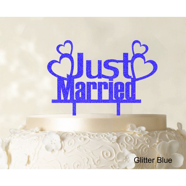 Couple Wedding Cake Topper Personalized Glitter Blue Cake Topper Color Option Available 5-7 Inches Wide