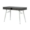 thumbnail image 3 of Calico Designs Alcove Modern Pocket / Writing Desk with Large Split Drawer in White / Cement, 3 of 11