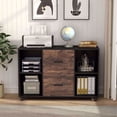 thumbnail image 2 of TribeSigns 2 Drawer Wood File Cabinet Letter Size, Large Mobile Lateral Filing Cabinet Printer Stand with Storage Shelves and Wheels for Home Office, Rustic Brown), 2 of 8