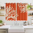 thumbnail image 2 of Coral Orange Kitchen Curtains 72 Inch Length, Coastal White Ocean Marine Nautical Beach Grommet Top Bedroom Living Room Curtains, Light Filtering Cafe Curtain Drapes 2 Panels Set 104''x72'', 2 of 9