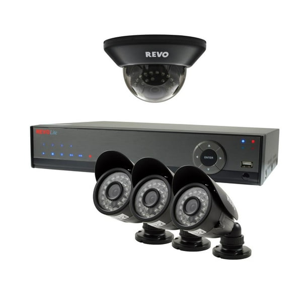 Revo Lite 4Channel 500GB 960H DVR Surveillance System with Four 700TVL