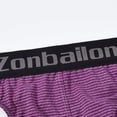 thumbnail image 4 of TANBOM Mens Hot Men Thong Underwear Comfortable Athletic Stretch Thong Purple+Black M, 4 of 9
