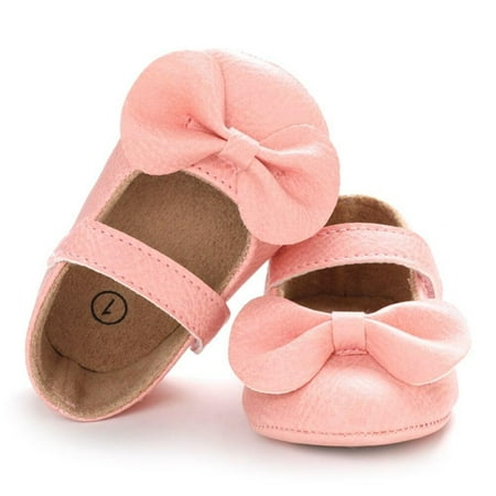 

Leonard Newborn Infant Baby Girls Bowknot PU Prewalkers Soft Sole Leather Non-Slip Shoes Princess Wedding First Walkers 0-18M