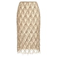 thumbnail image 5 of Sequin Skirt for Women Sparkly Fringe Sheer Overlay Skirt High Waist Side Split Midi Skirts for Wedding Party, 5 of 5