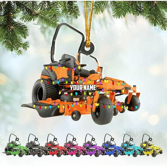 Custom Lawn Mowers Christmas Ornaments 2025 Custom Lawn Mowers Ornaments Farmhouse Lawn Mowers Driver Gifts Riding Mowers with Xmas Light Acrylic Ornament 2025 (LM6) - 3117 (Orange)