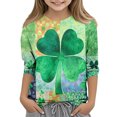 thumbnail image 1 of COM1950s T-Shirt Imprimé Col Rond Manches 3/4 Mode pour Filles, Saint-Patrick pour Enfants, 1 of 9