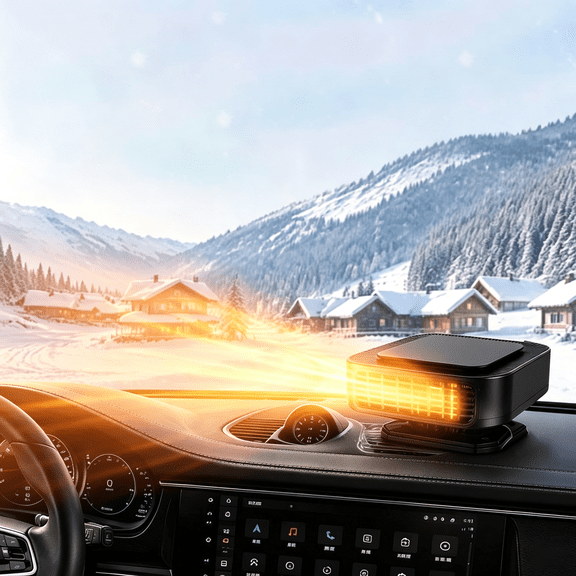 12V Portable Car Heater, 360° Rotation Plug in Car Defroster Defogger 2-in-1 Fast Heating & Cooling Fan for Winter Frost Removal