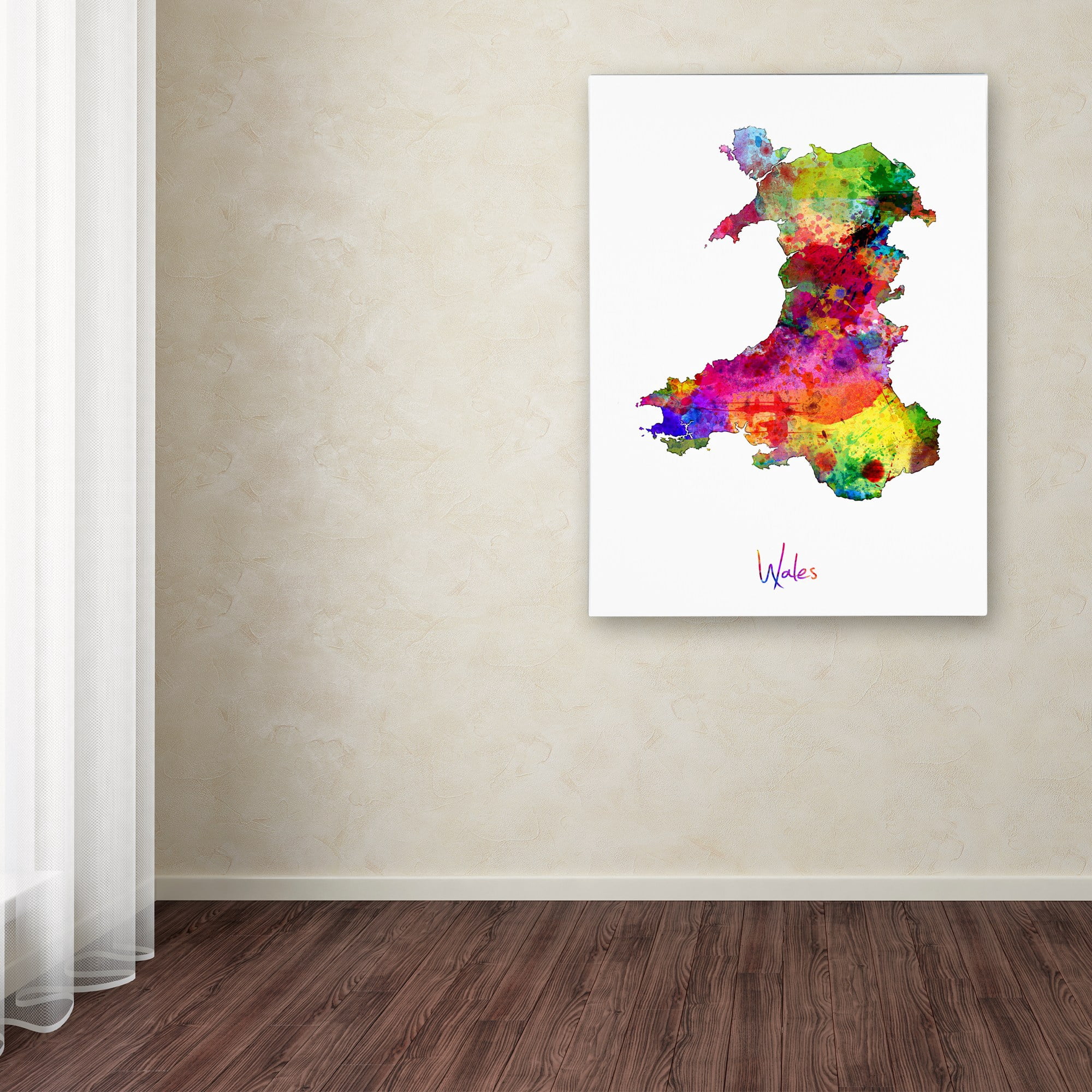 Trademark Fine Art "Wales Watercolor Map" Canvas Art by Michael Tompsett