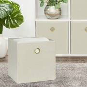 Mainstays Collapsible Fabric Cube Storage Bin, Beige Boucle