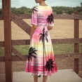 thumbnail image 6 of Women's Summer Floral V Neck Maxi Dress Short Sleeve High Waist A Line Flowy Boho Dresses,S-3XL, 6 of 7
