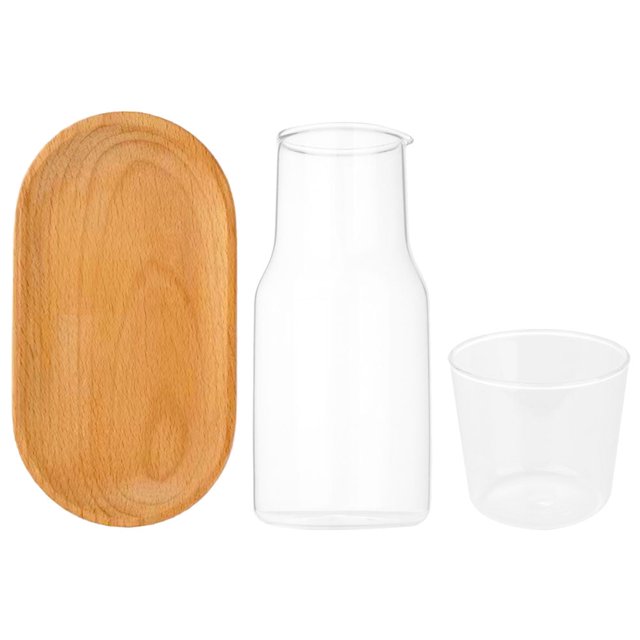 Decoración para el hogar Botella de agua potable Jarra para una persona Recipiente de vidrio Tetera fría Tetera de madera