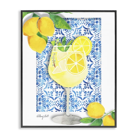 Stupell Industries Mediterranean Limoncello Drink Food & Beverage Painting Black Framed Art Print Wall Art, 11 x 14