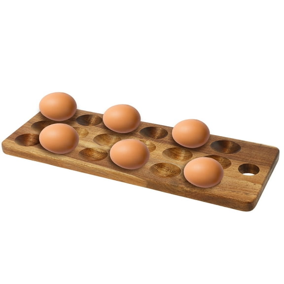 Reversible Wooden Deviled Egg Platter Deviled Egg Tray Charcuterie Board Cutting Board Cheese Serving Tray for Home Kitchen(16.5 x 5 Inch, 18 Holes)