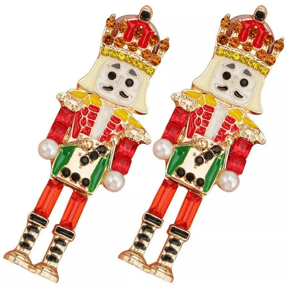 K-KED Holiday Earrings Metal Women's Xmas Drop Christmas Nutcrackers Ornament