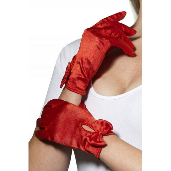 Gloves Short Adult Red Fever One Size Female Fancy Dress Party Book Week Halloween