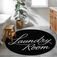 thumbnail image 4 of Area Rug 36in, Laundry Room Words Floor Carpet Living Room Rug, Black Background Non-Slip Welcome Mat Indoor Rugs for Bedroom Dining Room, 4 of 9