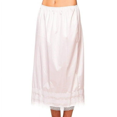 Women s Half Slip Skirt Imitation Silk Lace Half Slip Skirt Extender White XL
