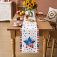 thumbnail image 2 of Patriotic USA Flag Table Runner - 36 Inch Long Memorial Blue Red Star Lines Cotton and Linen Blended Dress Scarves Farmhouse Table Runner for Kitchen Dining, Coffee Table, 13" x 36", 2 of 8
