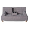 thumbnail image 2 of Sofá Cama con Portavasos de Velvet Gris Claro Modelo Zambroni Makora, 2 of 9