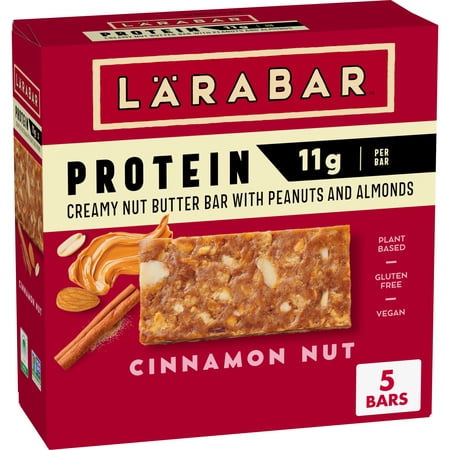 Larabar Cinnamon Nut Protein Bars, Peanuts and Almonds, 11g Protein, 5 Ct, 7.95 oz