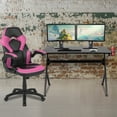 thumbnail image 2 of Flash Furniture Optis Black Gaming Desk and Pink/Black Racing Chair Set with Cup Holder, Headphone Hook & 2 Wire Management Holes, 2 of 13