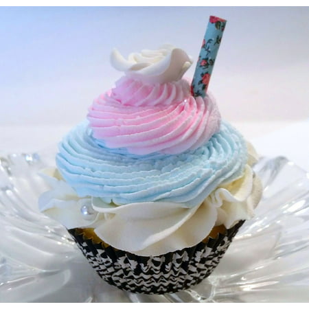 Shabby Chic Pastel & Pearls Cupcake- Dezicakes Fake Food Party Favors, decoration, prop  or Gift
